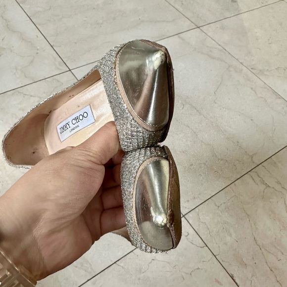 Jimmy Choo Silver Champagne Love 100 Pumps Heels 37.5 - Picture 10 of 12